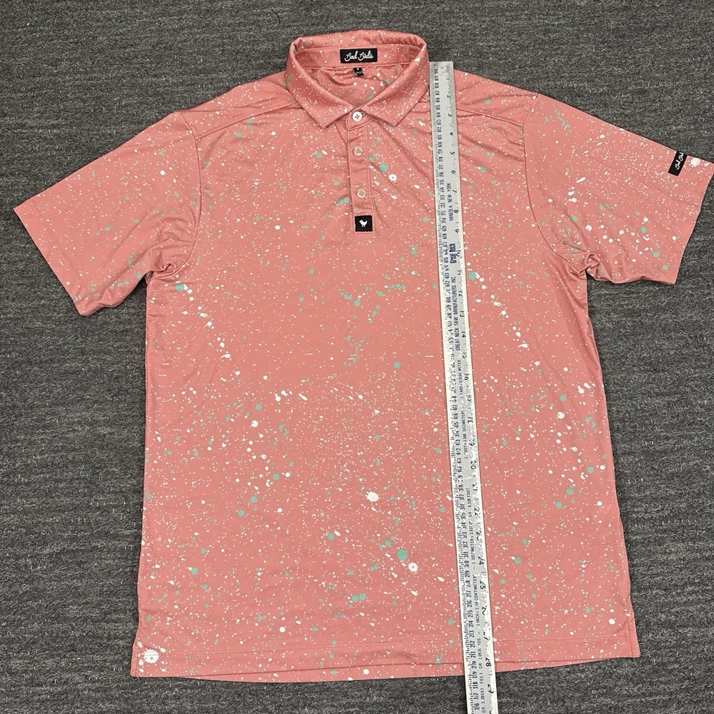 Bad Birdie Golf Polo Shirt Medium Paint Splatter 2 The Sequel Pink AOP Funky - Picture 5 of 12